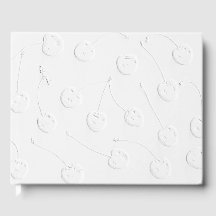 Elegant White Embossed Cherry Guest Book