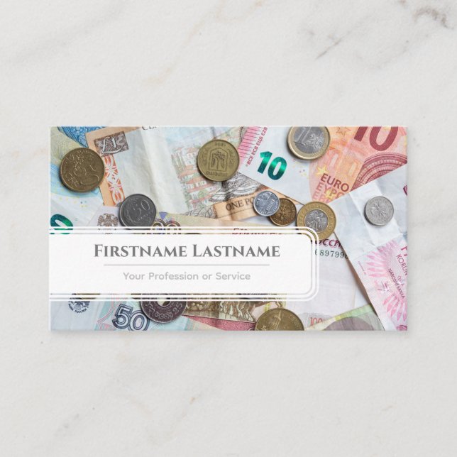 Elegant white euro money currency financial expert business card (Front)