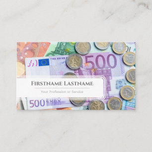 Elegant white euro money currency financial expert business card