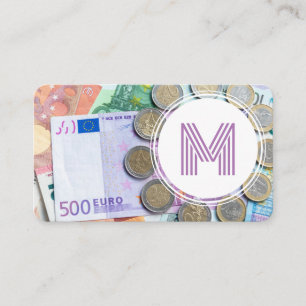 Elegant white euro money currency financial expert business card