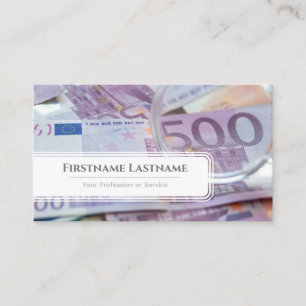 Elegant white euro money currency financial expert business card