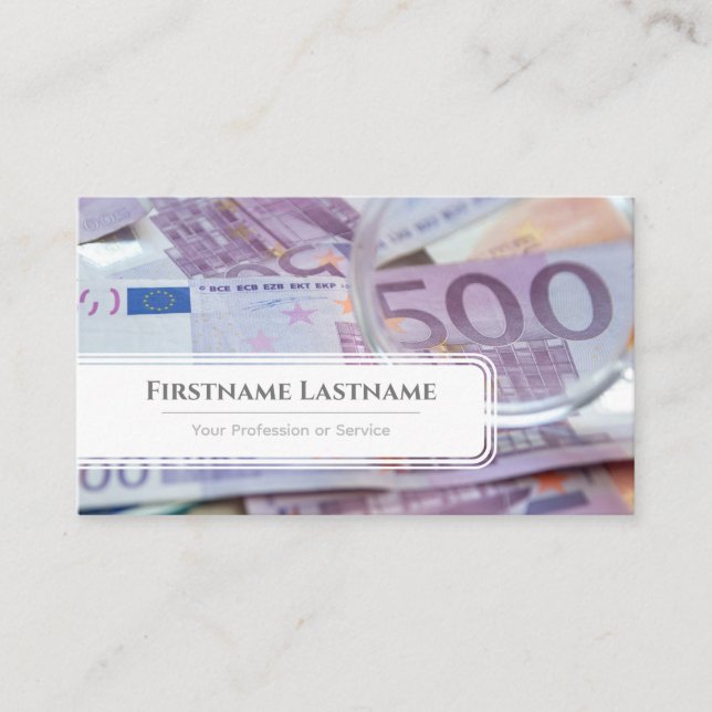 Elegant white euro money currency financial expert business card (Front)