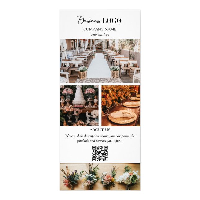 Elegant White Event Planning Business 4 Photos  Rack Card (Front)