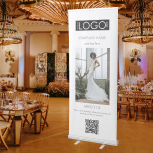 Elegant White Event Planning Business Logo Photo Retractable Banner