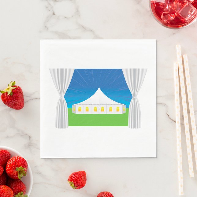 Elegant White Event Tent with Curtains Napkin (Creator Uploaded)