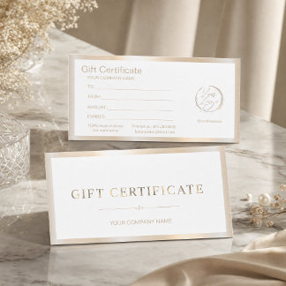 Elegant White & Faux Gold Foil Gift Certificate