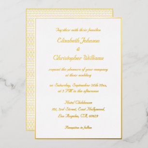 Elegant White Faux Gold Modern Custom Wedding
