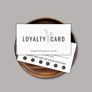 Elegant White Faux Silver Scissors Bold Loyalty Card