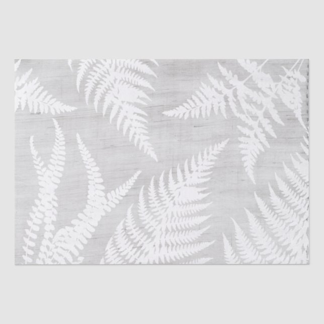 Elegant White Fern on Canvas Burlap Texture Tissue Paper (Front)