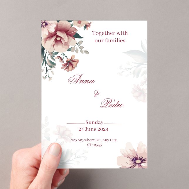Elegant White Floral Acrylic Wedding Invitation (Insitu (Handheld))