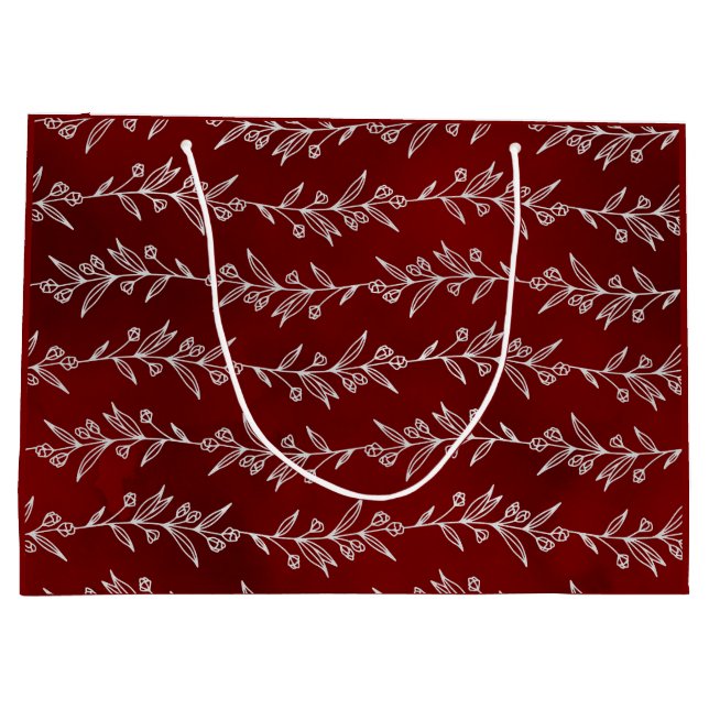 Elegant White Floral Berry Vine Christmas Gift Bag (Back)