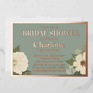 Elegant White Floral Blooms Bridal Shower Sage and