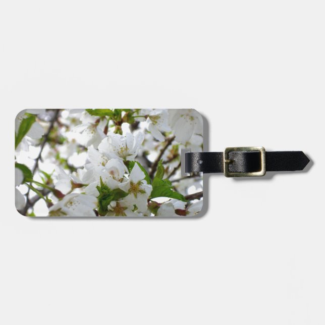 Elegant white floral blossom photo luggage tag (Front Horizontal)