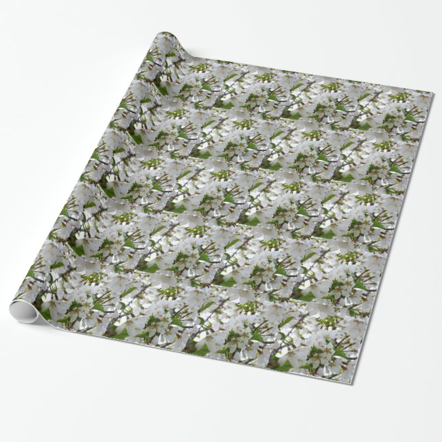 Elegant white floral blossom photo wrapping paper (Unrolled)
