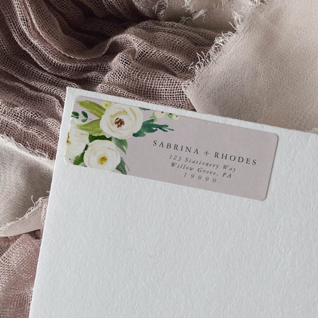 Elegant White Floral | Blush Mauve Return Address (Creator Uploaded)