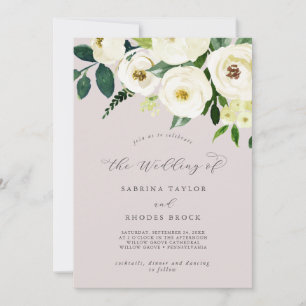 Elegant White Floral   Blush Mauve The Wedding Of Invitation