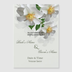 Elegant White Floral Botanical Wedding Magnetic Invitation