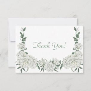 Elegant White Floral Bouquet Flat  Card