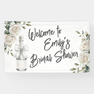 Elegant White Floral Brunch and Bubbly Banner