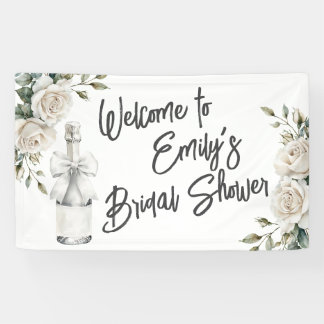 Elegant White Floral Brunch and Bubbly Banner