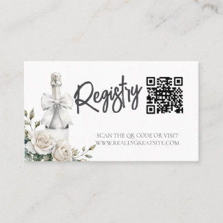 Elegant White Floral Brunch and Bubbly  Business Card