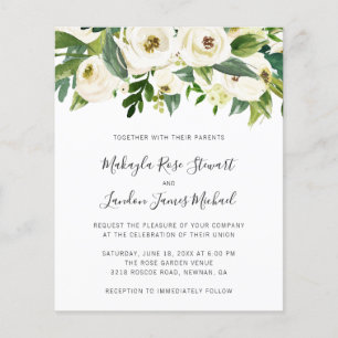 Elegant White Floral Budget Wedding Invitation Flyer