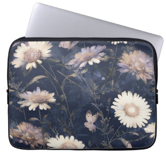 Elegant White Floral & Butterfly Watercolor | iPad Laptop Sleeve