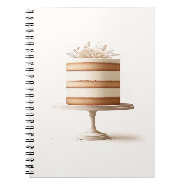 Elegant White Floral Cake Wedding Guestbook  Notebook (Front)