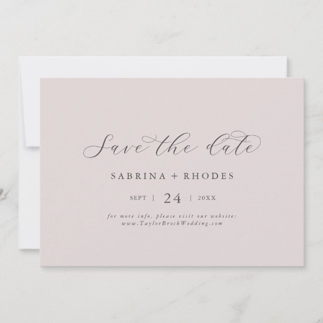 Elegant White Floral Coordinate | Blush Mauve Save The Date (Front)