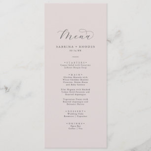 Elegant White Floral Coordinate Blush Wedding Menu