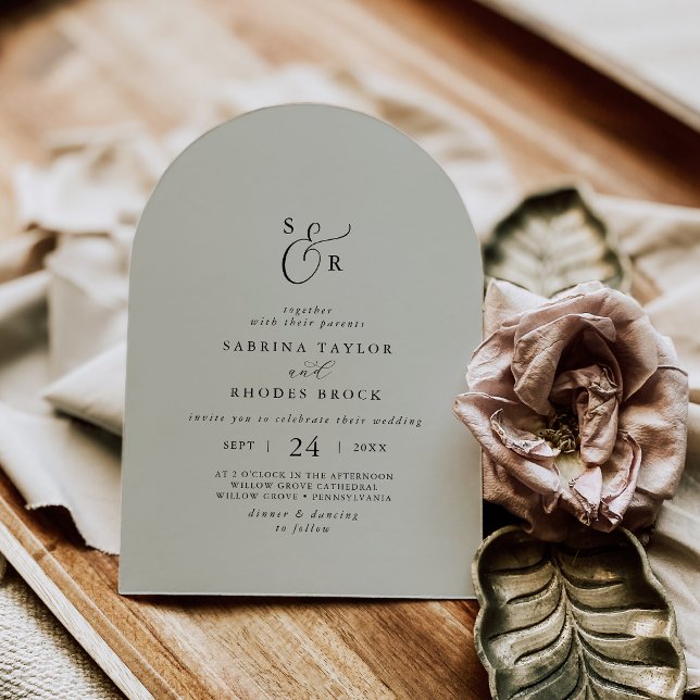 Elegant White Floral Coordinate Sage Arch Wedding Invitation (Elegant White Floral Coordinate Sage Arch Wedding Invitation)