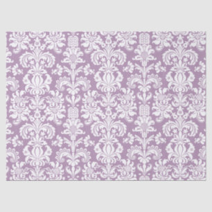 Elegant White Floral Damasks Lavender Background Tissue Paper