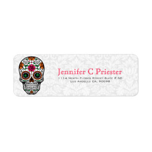 Elegant White Floral Damasks Retro Skull