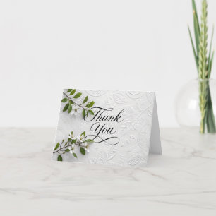 Elegant White Floral Embossed Texture Thank You  Card