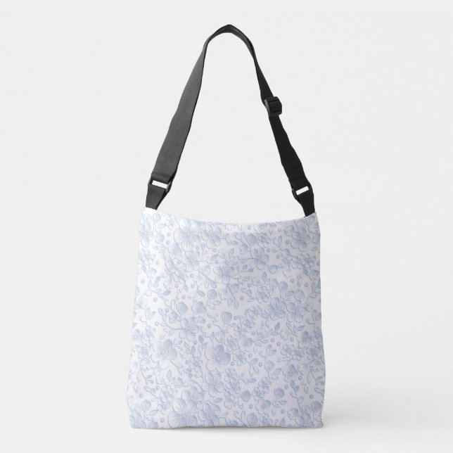 Elegant White Floral Hibiscus Daisies Pattern | Crossbody Bag (Front)