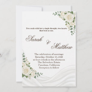 Elegant White Floral Islamic Wedding Invitation