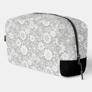 Elegant white floral lace pattern dopp kit