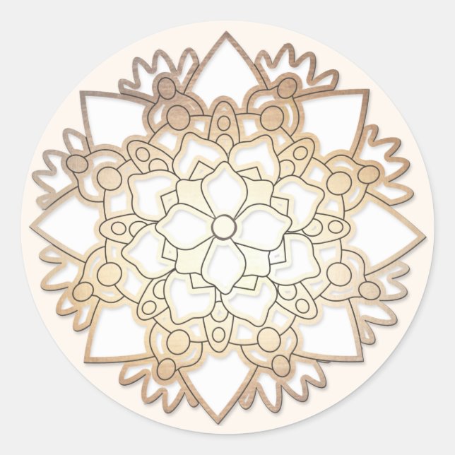Elegant White Floral Lotus Mandala Flower Sticker (Front)