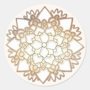 Elegant White Floral Lotus Mandala Flower Sticker