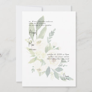 Elegant White Floral Modern Wedding Invitation