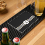 Elegant White Floral Monogram & Name on White  Bar Mat<br><div class="desc">Simple and elegant monogram desk pad along with name.  White floral around a black letter for the monogram. 
For different monograms,  please ask the designer.</div>