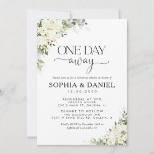 Elegant White Floral One Day Away Invitation