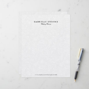 Elegant White Floral Paisley Lace Letterhead