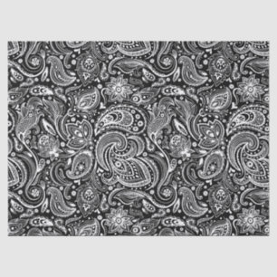 Elegant White Floral paisley On  Background Tissue Tissue Paper