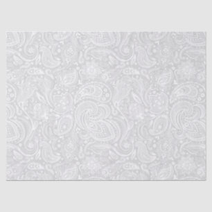 Elegant White Floral paisley Over Grey Background Tissue Paper