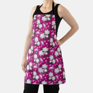 Elegant White Floral Pattern Botanical Design Apron