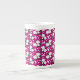 Elegant White Floral Pattern Botanical Design Bone China Mug