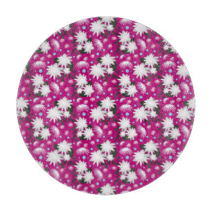 Elegant White Floral Pattern Botanical Design Cutting Board