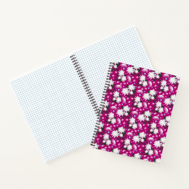 Elegant White Floral Pattern Botanical Design Notebook (Inside)