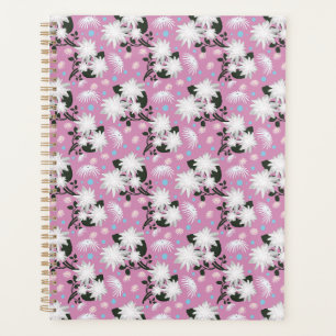 Elegant White Floral Pattern Botanical Design Planner